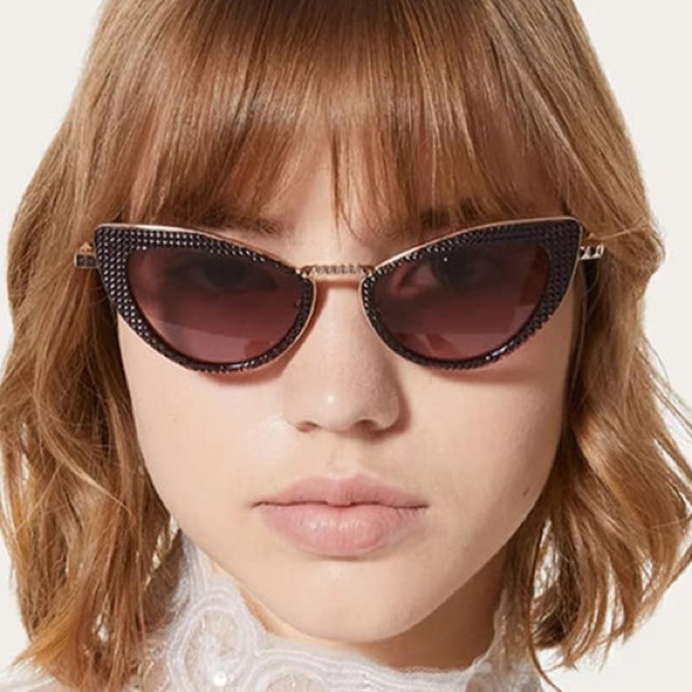 New Valentino VIII VLS102-C Burgundy Red Cat Eye Sunglasses